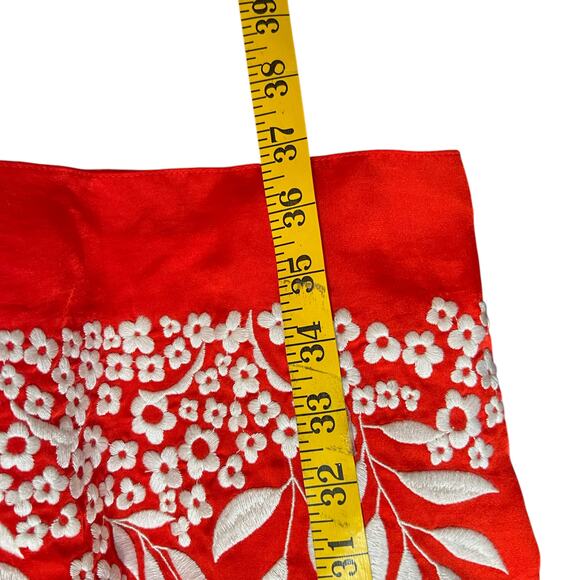 Antonio Melani Embroidered Floral Red Dress Knee Length Size 2 Bright Preppy - Picture 8 of 13